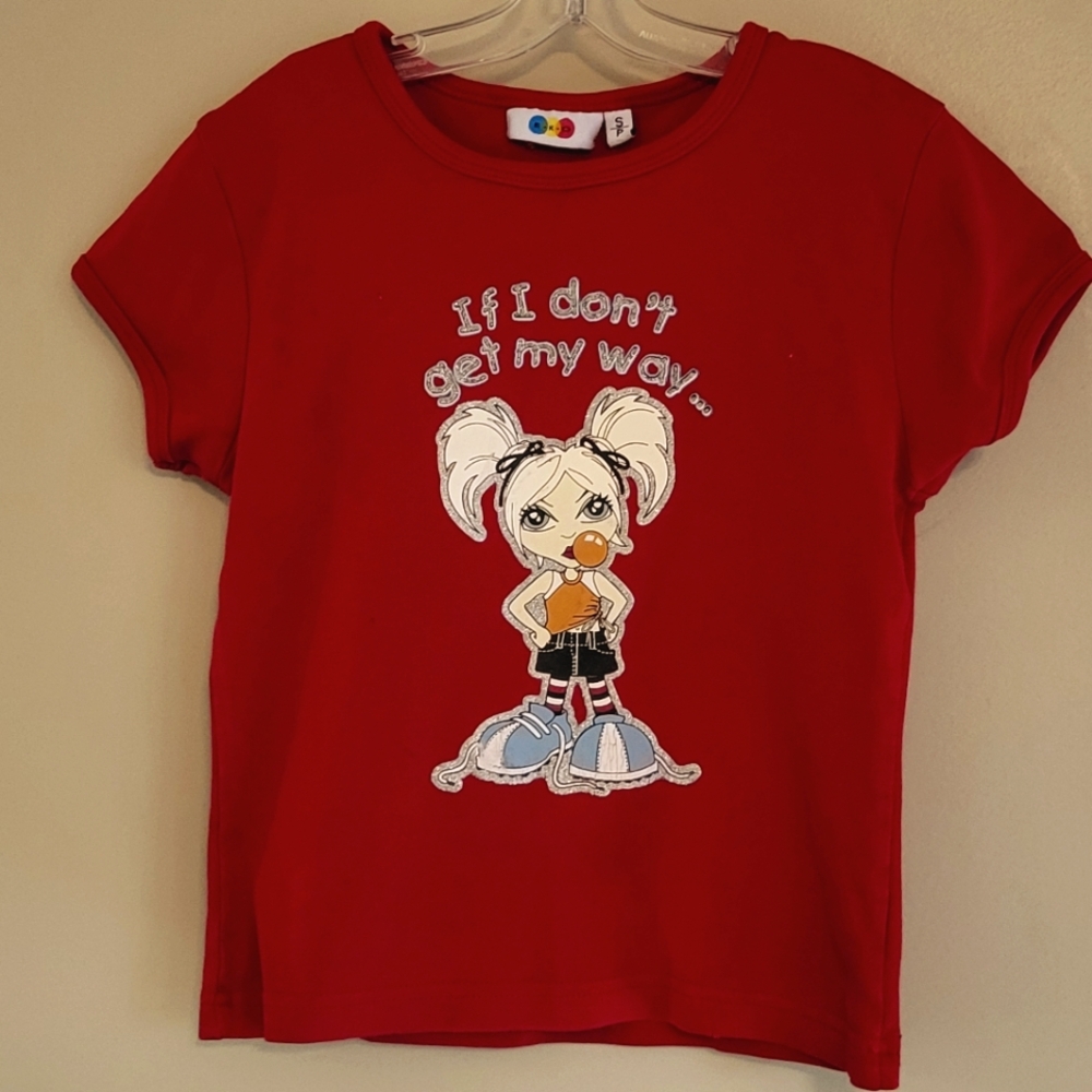 "If I don't get my way...everyone suffers!"  red tee shirt